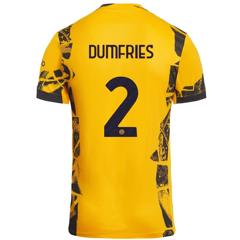 Danxen Kinder Denzel Dumfries #2 Gold Schwarz Ausweichtrikot Trikot 2024/25 T-Shirt Schweiz