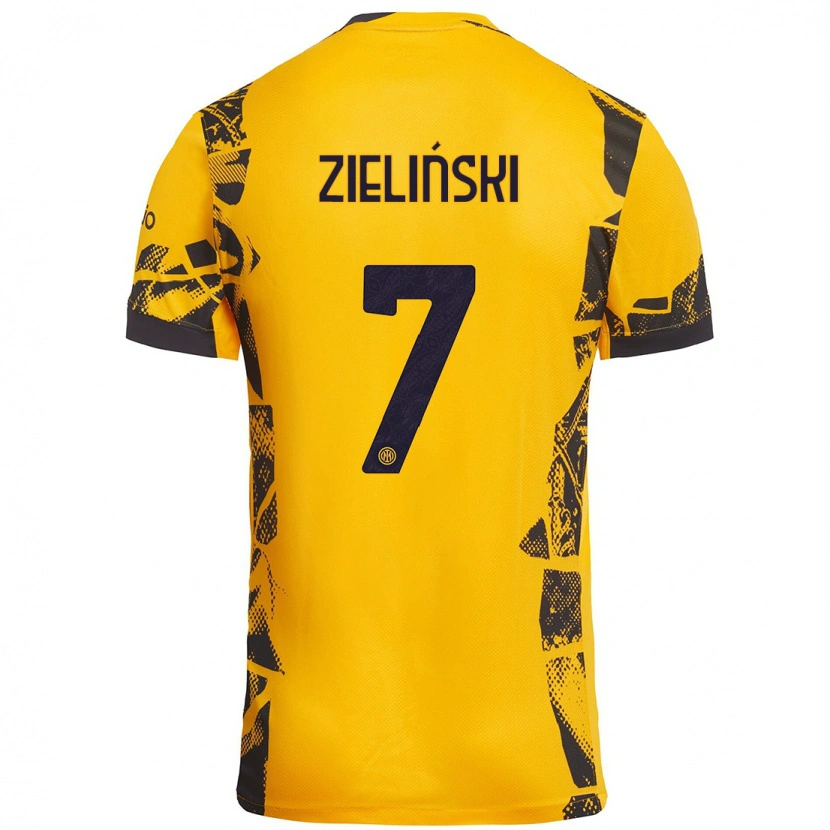 Danxen Kinder Piotr Zieliński #7 Gold Schwarz Ausweichtrikot Trikot 2024/25 T-Shirt Schweiz