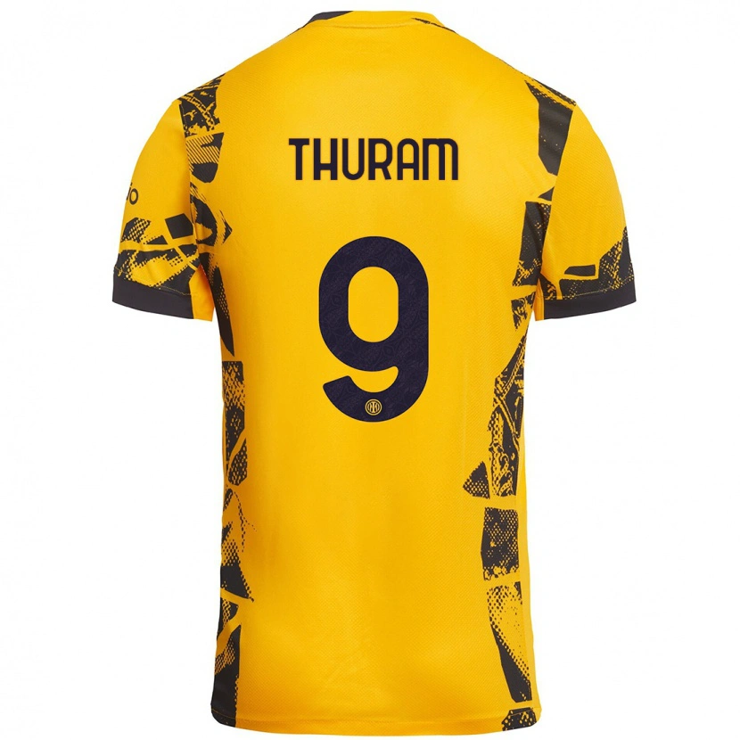 Danxen Kinder Marcus Thuram #9 Gold Schwarz Ausweichtrikot Trikot 2024/25 T-Shirt Schweiz