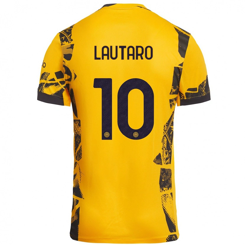 Danxen Kinder Lautaro Martínez #10 Gold Schwarz Ausweichtrikot Trikot 2024/25 T-Shirt Schweiz