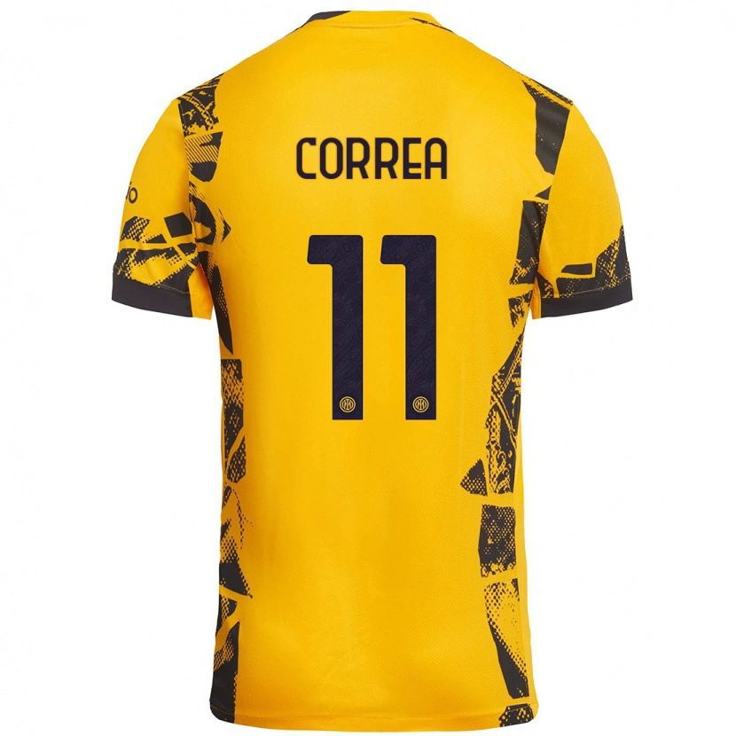 Danxen Kinder Joaquín Correa #11 Gold Schwarz Ausweichtrikot Trikot 2024/25 T-Shirt Schweiz