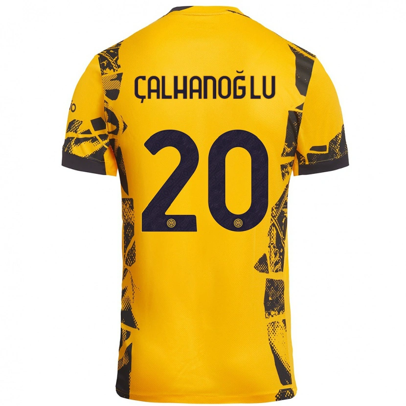 Danxen Kinder Hakan Çalhanoğlu #20 Gold Schwarz Ausweichtrikot Trikot 2024/25 T-Shirt Schweiz