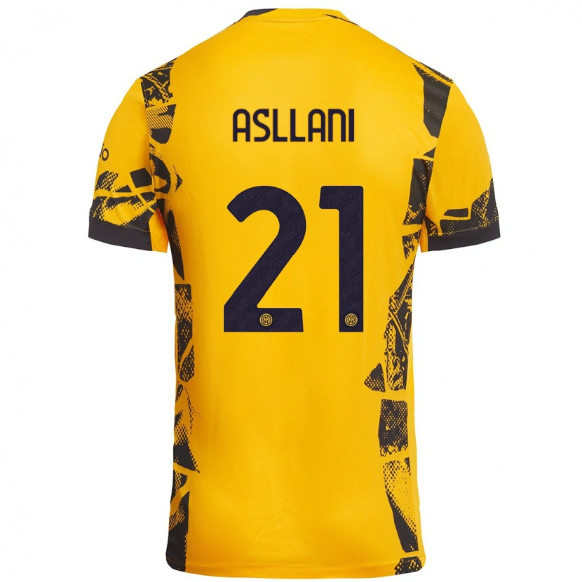 Danxen Kinder Kristjan Asllani #21 Gold Schwarz Ausweichtrikot Trikot 2024/25 T-Shirt Schweiz