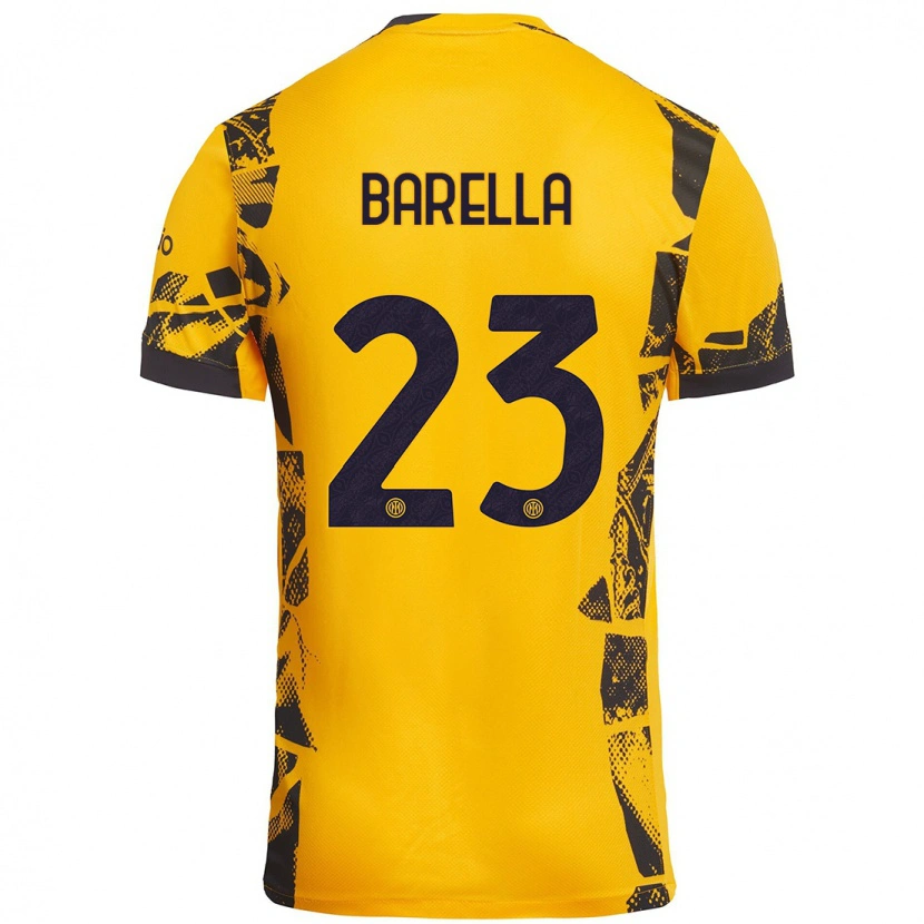 Danxen Kinder Nicolò Barella #23 Gold Schwarz Ausweichtrikot Trikot 2024/25 T-Shirt Schweiz