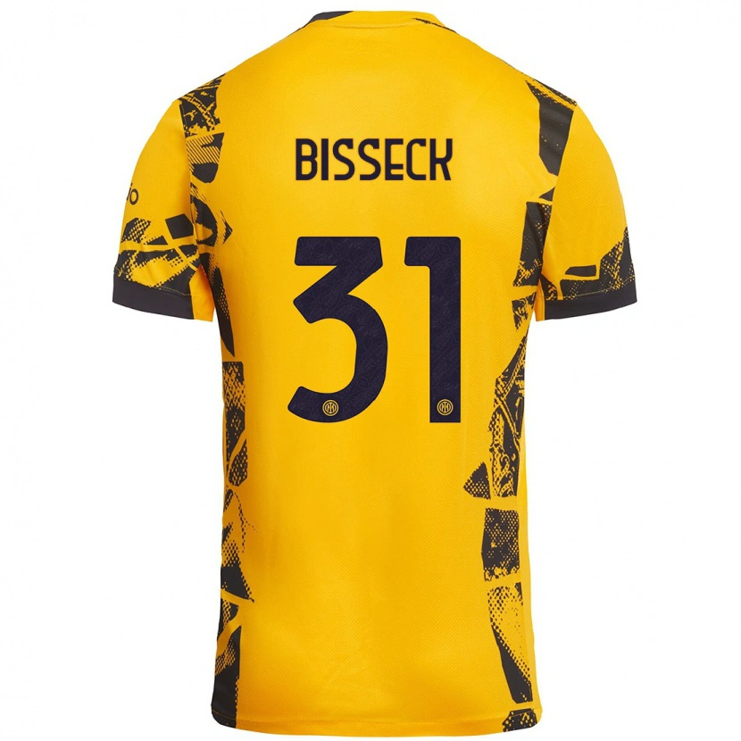 Danxen Kinder Yann Bisseck #31 Gold Schwarz Ausweichtrikot Trikot 2024/25 T-Shirt Schweiz