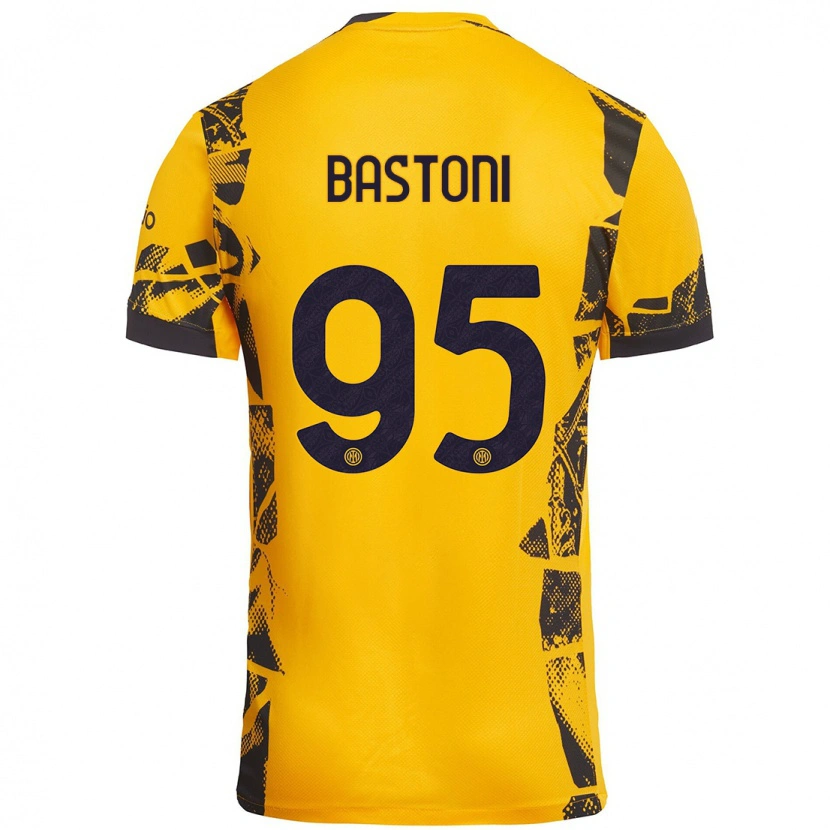 Danxen Kinder Alessandro Bastoni #95 Gold Schwarz Ausweichtrikot Trikot 2024/25 T-Shirt Schweiz