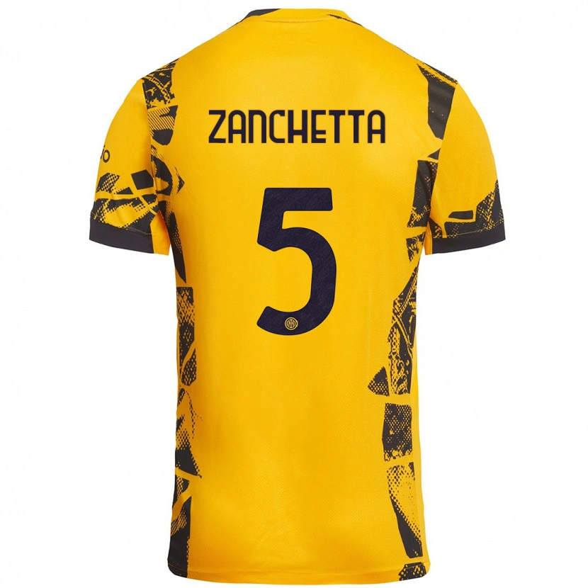 Danxen Kinder Mattia Zanchetta #5 Gold Schwarz Ausweichtrikot Trikot 2024/25 T-Shirt Schweiz