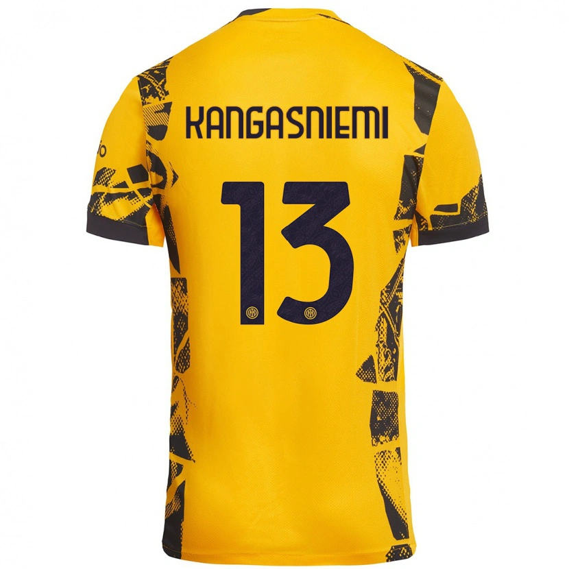 Danxen Kinder Ilari Kangasniemi #13 Gold Schwarz Ausweichtrikot Trikot 2024/25 T-Shirt Schweiz