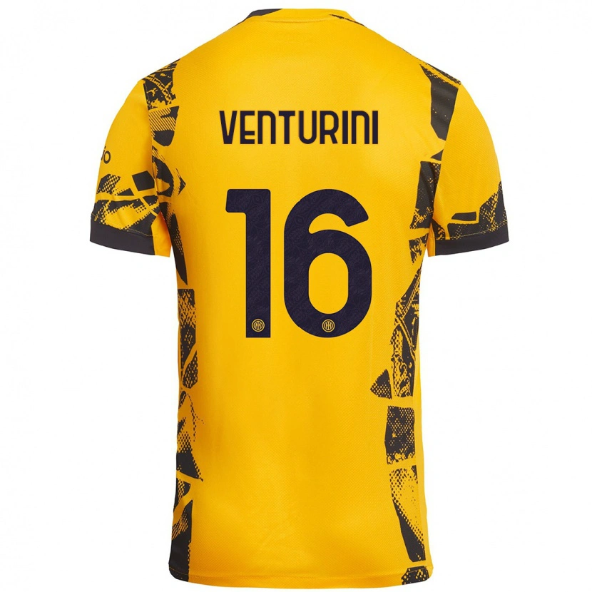 Danxen Kinder Matteo Venturini #16 Gold Schwarz Ausweichtrikot Trikot 2024/25 T-Shirt Schweiz