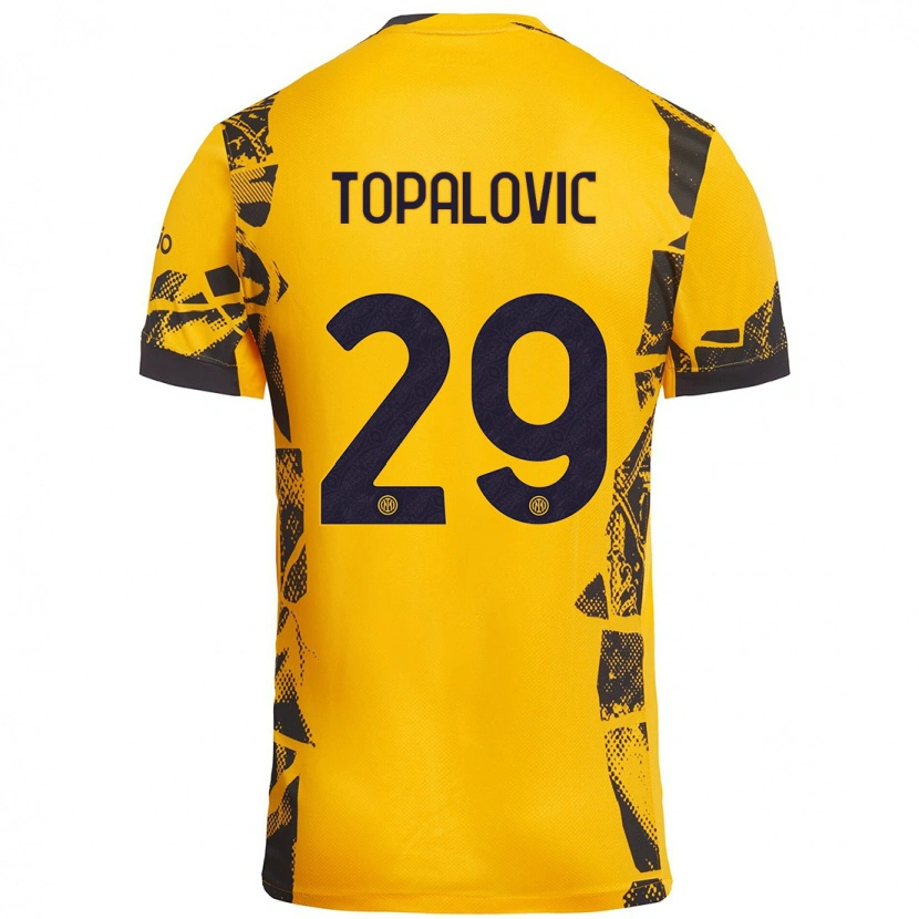 Danxen Kinder Luka Topalovic #29 Gold Schwarz Ausweichtrikot Trikot 2024/25 T-Shirt Schweiz