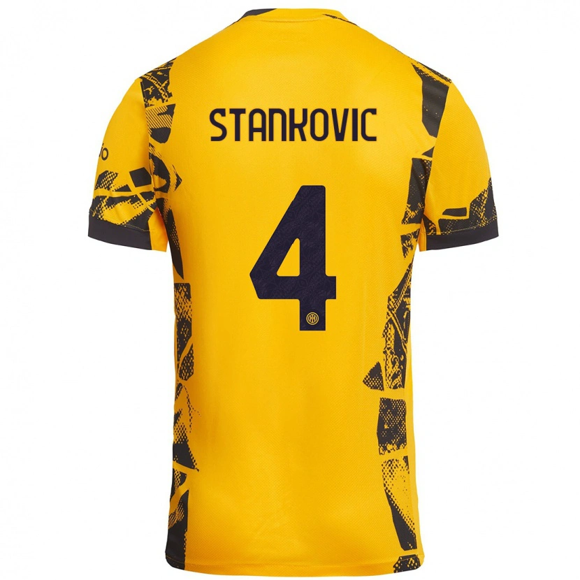 Danxen Kinder Aleksandar Stankovic #4 Gold Schwarz Ausweichtrikot Trikot 2024/25 T-Shirt Schweiz