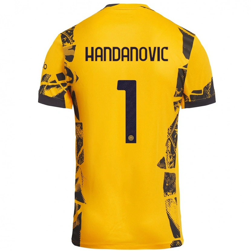 Danxen Kinder Samir Handanovic #1 Gold Schwarz Ausweichtrikot Trikot 2024/25 T-Shirt Schweiz