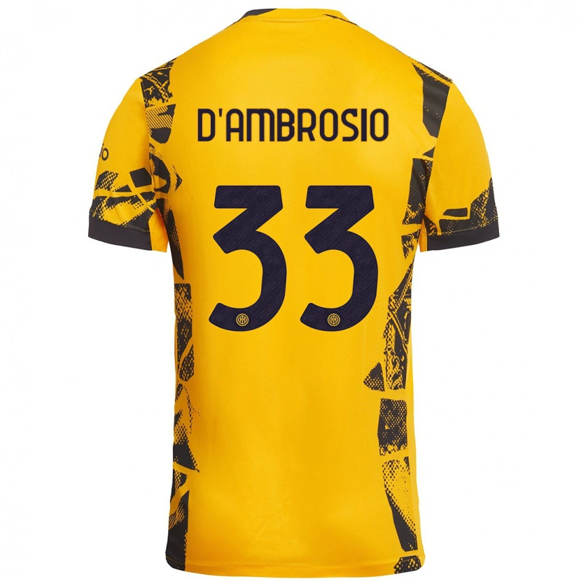 Danxen Kinder Danilo D'ambrosio #33 Gold Schwarz Ausweichtrikot Trikot 2024/25 T-Shirt Schweiz