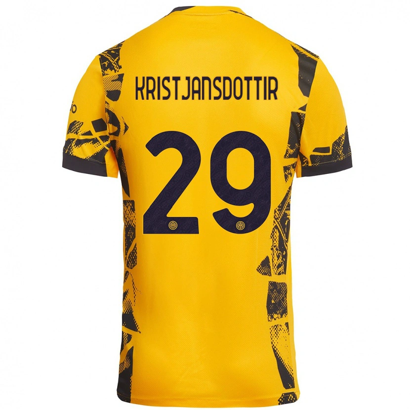 Danxen Kinder Anna Bjork Kristjansdottir #29 Gold Schwarz Ausweichtrikot Trikot 2024/25 T-Shirt Schweiz