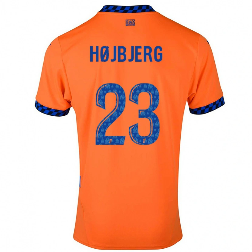 Danxen Kinder Pierre-Emile Højbjerg #23 Orange Dunkelblau Ausweichtrikot Trikot 2024/25 T-Shirt Schweiz