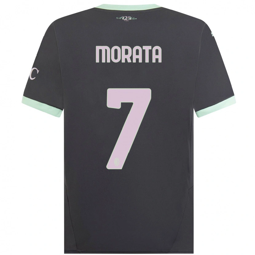 Danxen Kinder Álvaro Morata #7 Grau Ausweichtrikot Trikot 2024/25 T-Shirt Schweiz