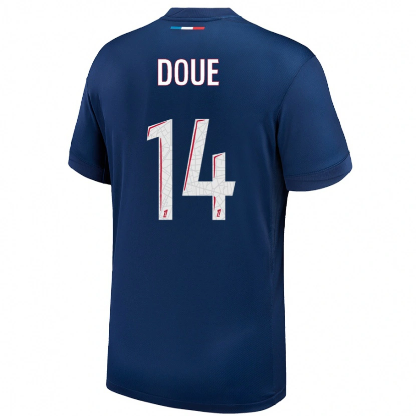 Danxen Herren Désiré Doué #14 Marineblau Weiß Heimtrikot Trikot 2024/25 T-Shirt Schweiz