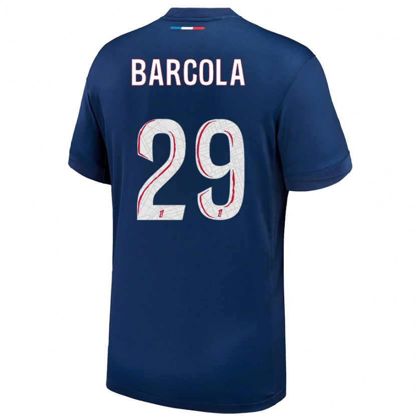 Danxen Herren Bradley Barcola #29 Marineblau Weiß Heimtrikot Trikot 2024/25 T-Shirt Schweiz