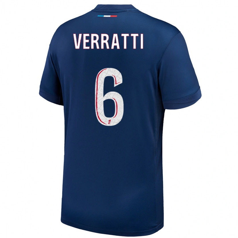 Danxen Herren Marco Verratti #6 Marineblau Weiß Heimtrikot Trikot 2024/25 T-Shirt Schweiz