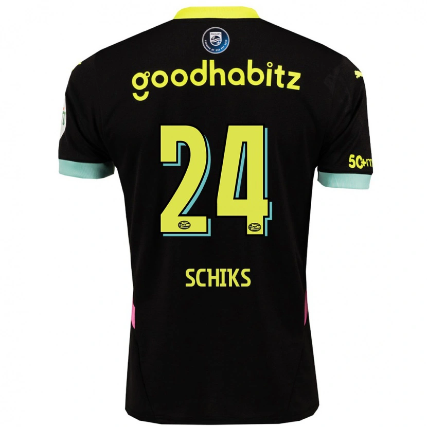 Danxen Herren Niek Schiks #24 Schwarz Gelb Auswärtstrikot Trikot 2024/25 T-Shirt Schweiz