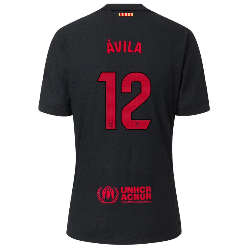 Danxen Herren Dani Ávila #12 Schwarz Rot Auswärtstrikot Trikot 2024/25 T-Shirt Schweiz