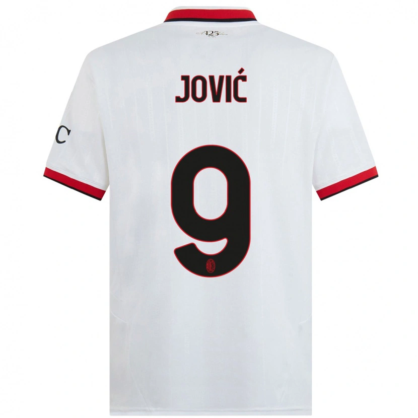 Danxen Herren Luka Jović #9 Weiß Schwarz Rot Auswärtstrikot Trikot 2024/25 T-Shirt Schweiz