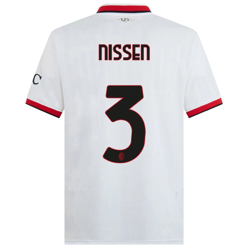 Danxen Herren Fredrik Nissen #3 Weiß Schwarz Rot Auswärtstrikot Trikot 2024/25 T-Shirt Schweiz