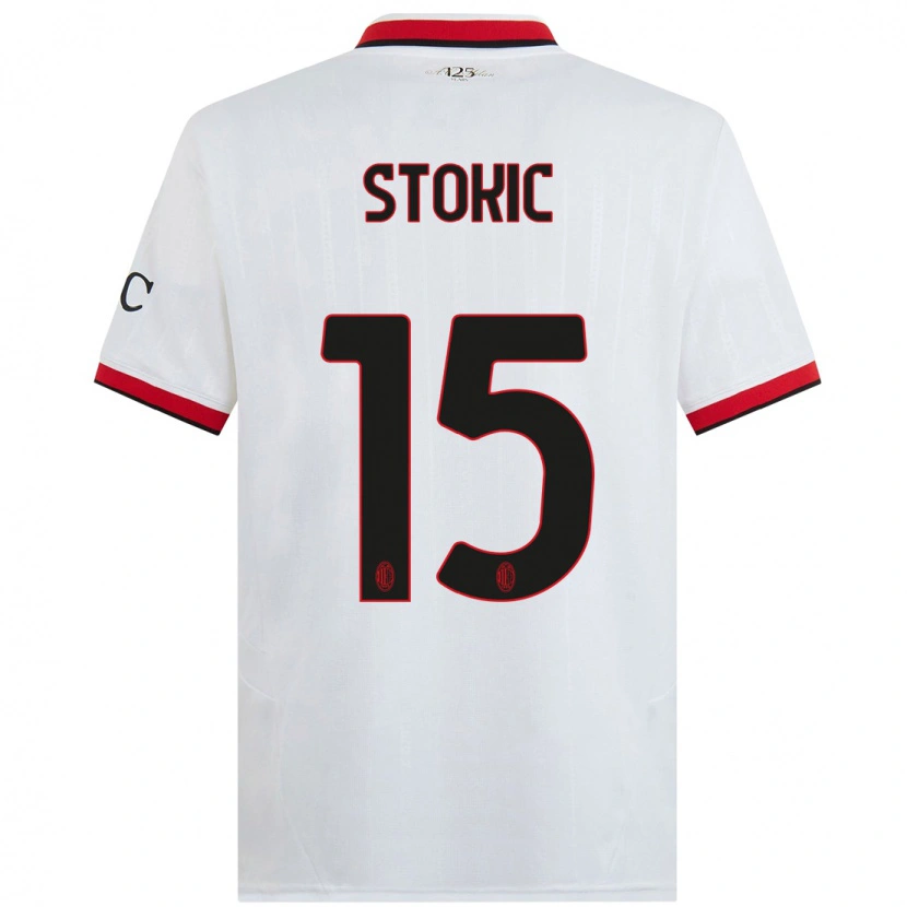 Danxen Herren Sara Stokić #15 Weiß Schwarz Rot Auswärtstrikot Trikot 2024/25 T-Shirt Schweiz