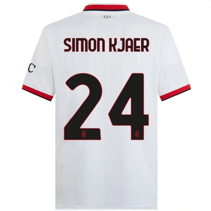 Danxen Herren Simon Kjaer #24 Weiß Schwarz Rot Auswärtstrikot Trikot 2024/25 T-Shirt Schweiz