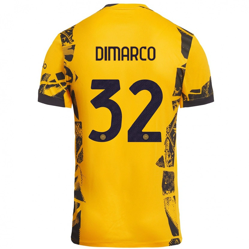 Danxen Herren Federico Dimarco #32 Gold Schwarz Ausweichtrikot Trikot 2024/25 T-Shirt Schweiz