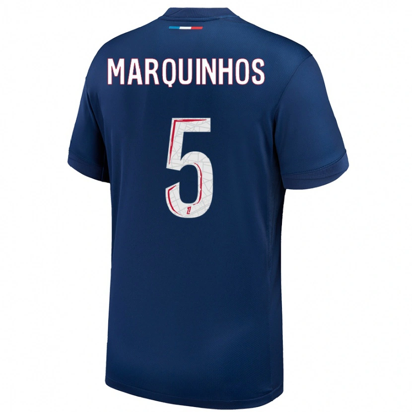 Danxen Damen Marquinhos #5 Marineblau Weiß Heimtrikot Trikot 2024/25 T-Shirt Schweiz