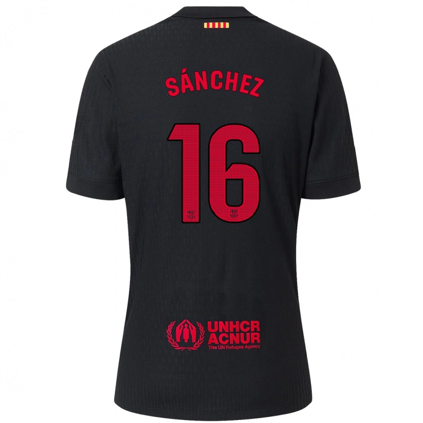 Danxen Damen Edu Sánchez #16 Schwarz Rot Auswärtstrikot Trikot 2024/25 T-Shirt Schweiz