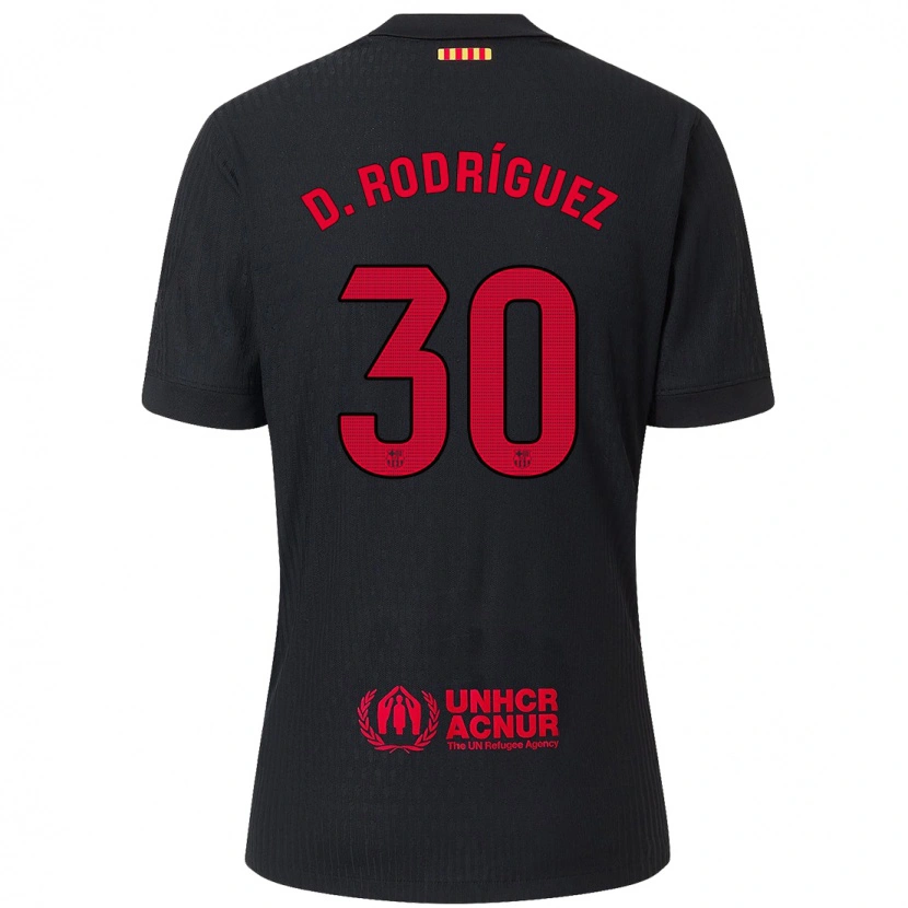 Danxen Damen Dani Rodríguez #30 Schwarz Rot Auswärtstrikot Trikot 2024/25 T-Shirt Schweiz