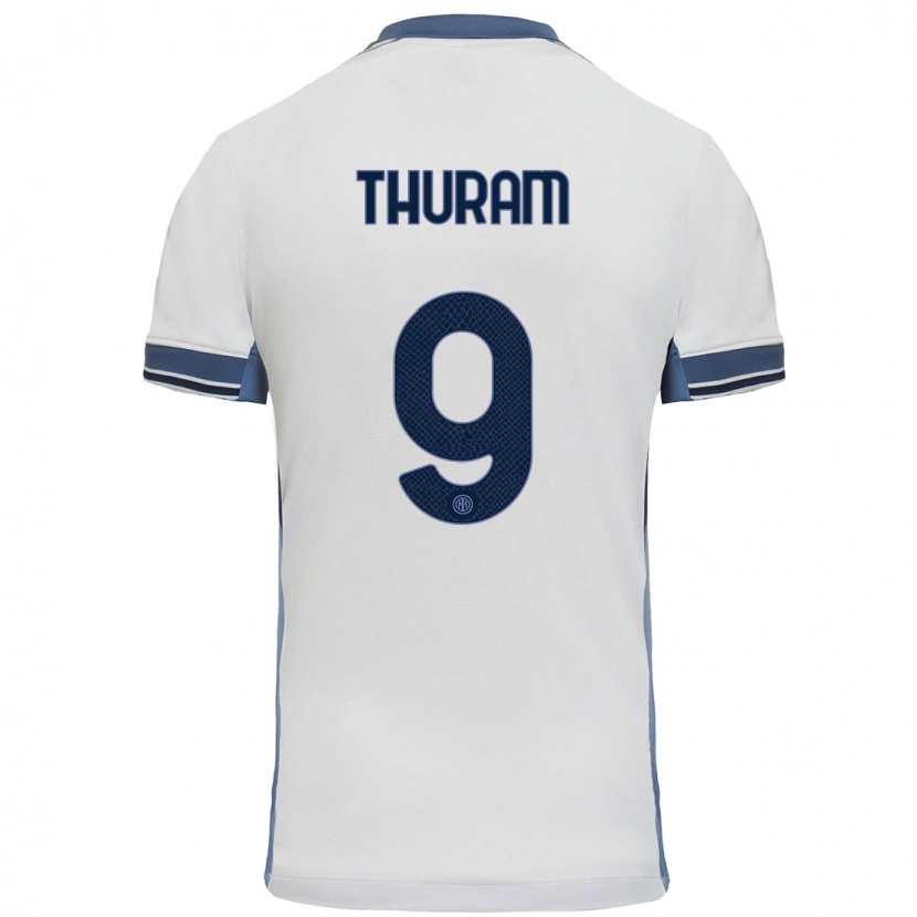 Danxen Damen Marcus Thuram #9 Weißgrau Auswärtstrikot Trikot 2024/25 T-Shirt Schweiz