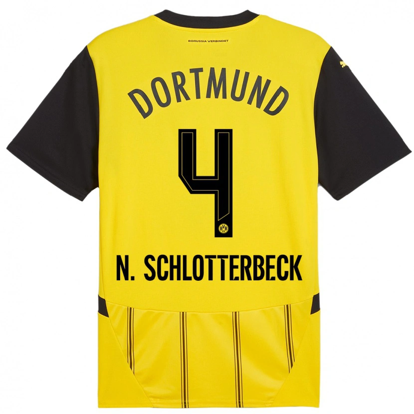 Danxen Kinder Nico Schlotterbeck #4 Gelb Schwarz Heimtrikot Trikot 2024/25 T-Shirt Schweiz