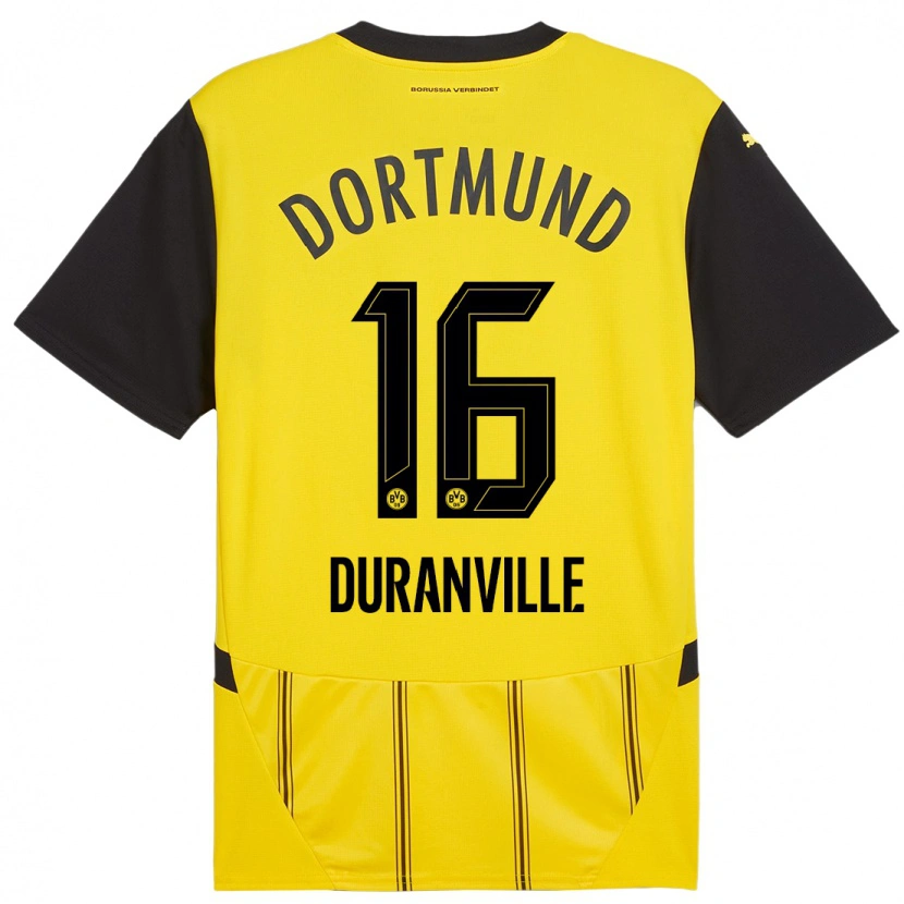 Danxen Kinder Julien Duranville #16 Gelb Schwarz Heimtrikot Trikot 2024/25 T-Shirt Schweiz