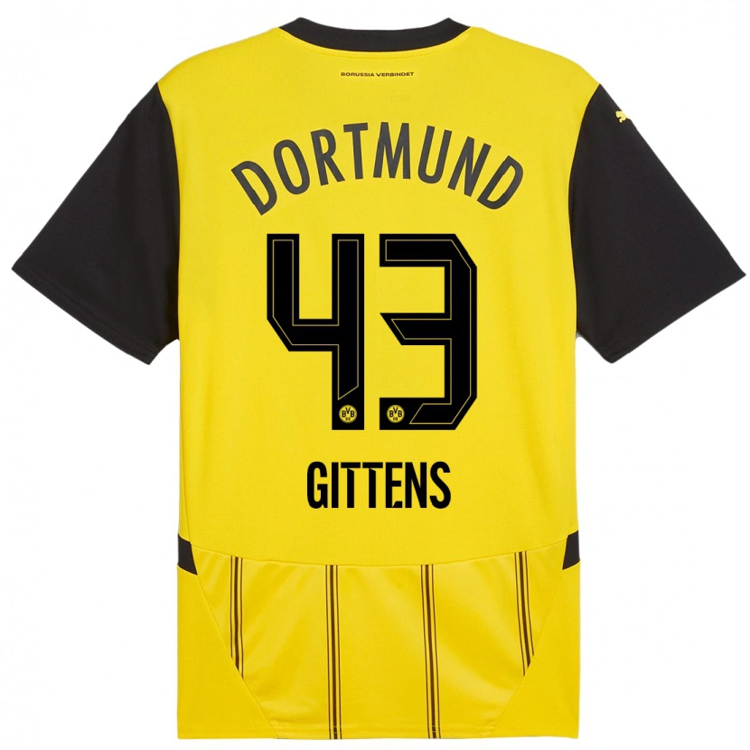 Danxen Kinder Jamie Gittens #43 Gelb Schwarz Heimtrikot Trikot 2024/25 T-Shirt Schweiz