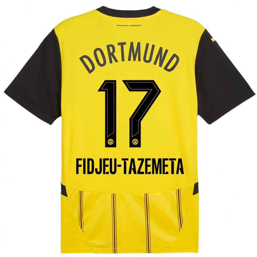 Danxen Kinder Thierry Fidjeu-Tazemeta #17 Gelb Schwarz Heimtrikot Trikot 2024/25 T-Shirt Schweiz