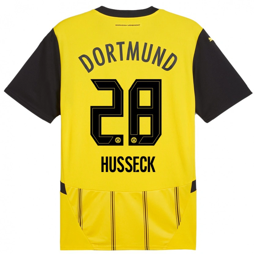 Danxen Kinder Jonah Husseck #28 Gelb Schwarz Heimtrikot Trikot 2024/25 T-Shirt Schweiz