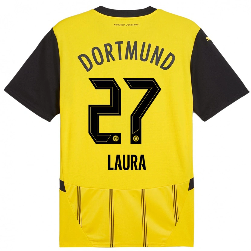 Danxen Kinder Van Der Heijden Laura #27 Gelb Schwarz Heimtrikot Trikot 2024/25 T-Shirt Schweiz