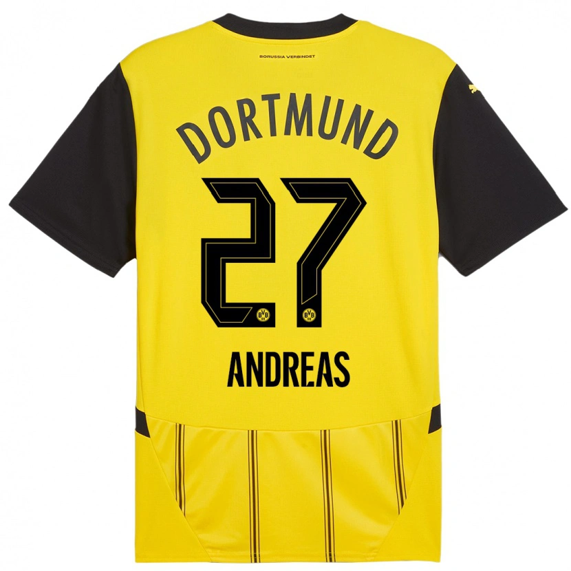 Danxen Kinder Kuno Andreas #27 Gelb Schwarz Heimtrikot Trikot 2024/25 T-Shirt Schweiz