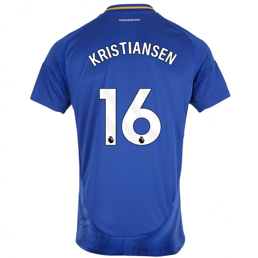 Danxen Kinder Victor Kristiansen #16 Blau Weiß Heimtrikot Trikot 2024/25 T-Shirt Schweiz