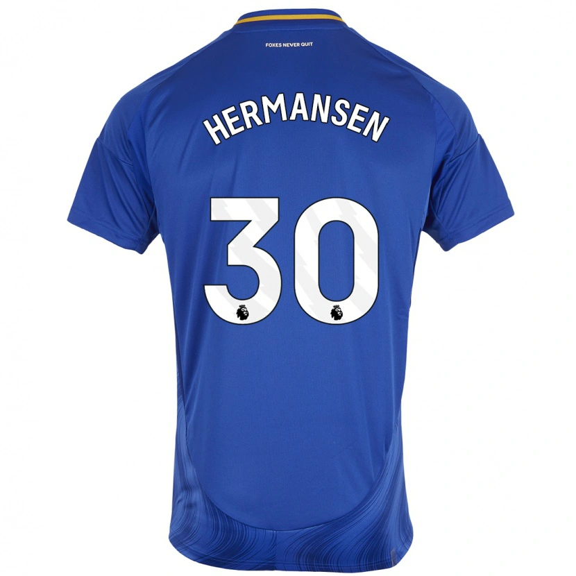 Danxen Kinder Mads Hermansen #30 Blau Weiß Heimtrikot Trikot 2024/25 T-Shirt Schweiz