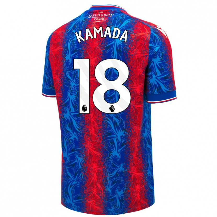 Danxen Kinder Daichi Kamada #18 Rot Blauen Streifen Heimtrikot Trikot 2024/25 T-Shirt Schweiz