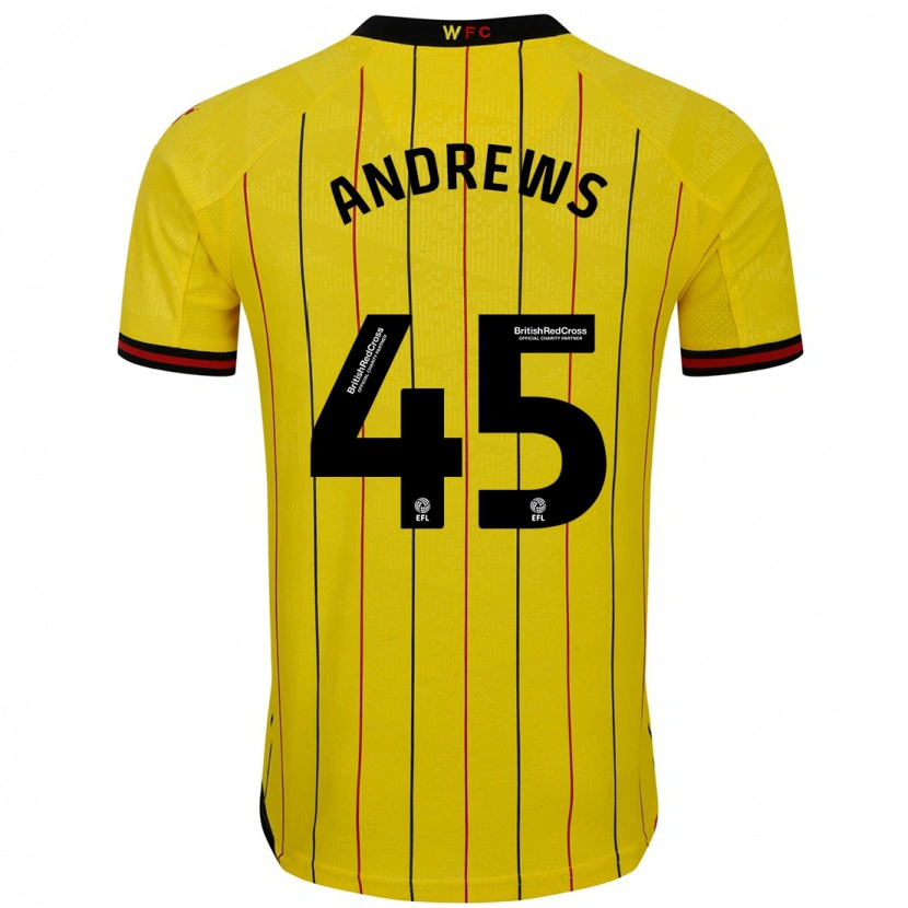 Danxen Kinder Ryan Andrews #45 Gelb Schwarz Heimtrikot Trikot 2024/25 T-Shirt Schweiz