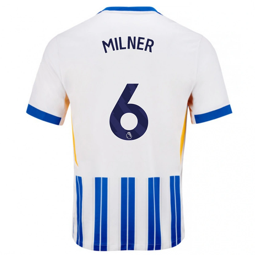 Danxen Kinder James Milner #6 Weiß Blaue Nadelstreifen Heimtrikot Trikot 2024/25 T-Shirt Schweiz