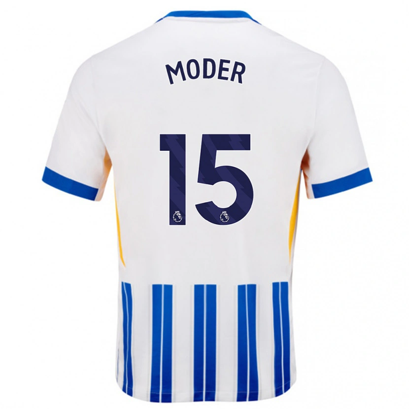 Danxen Kinder Jakub Moder #15 Weiß Blaue Nadelstreifen Heimtrikot Trikot 2024/25 T-Shirt Schweiz