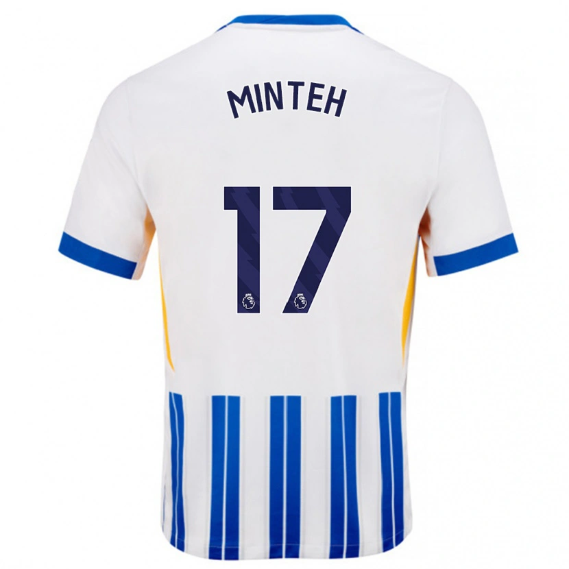 Danxen Kinder Yankuba Minteh #17 Weiß Blaue Nadelstreifen Heimtrikot Trikot 2024/25 T-Shirt Schweiz