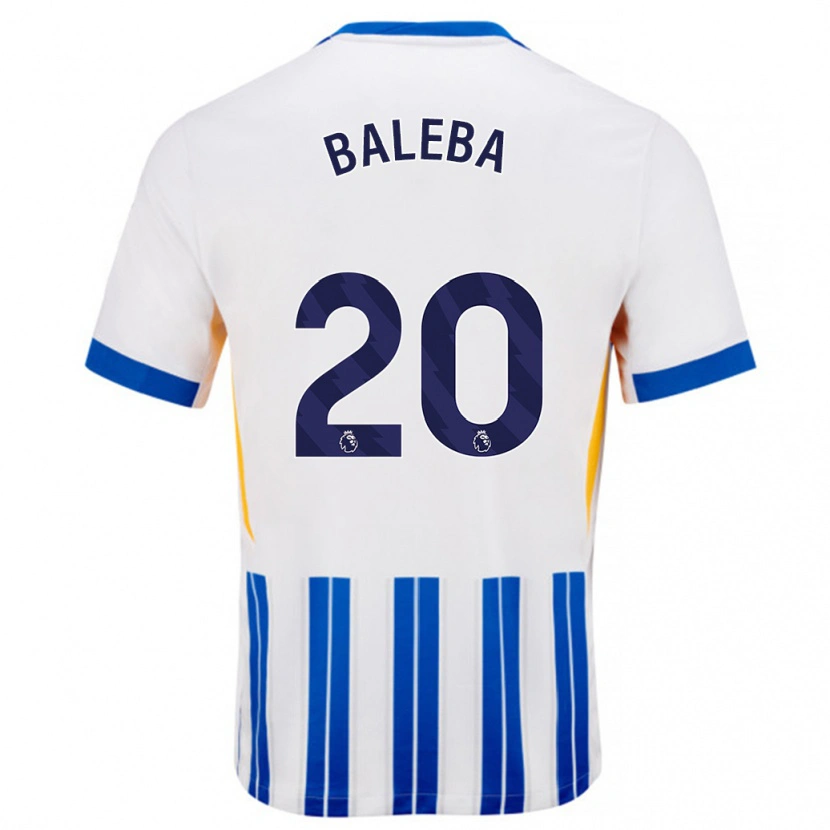 Danxen Kinder Carlos Baleba #20 Weiß Blaue Nadelstreifen Heimtrikot Trikot 2024/25 T-Shirt Schweiz