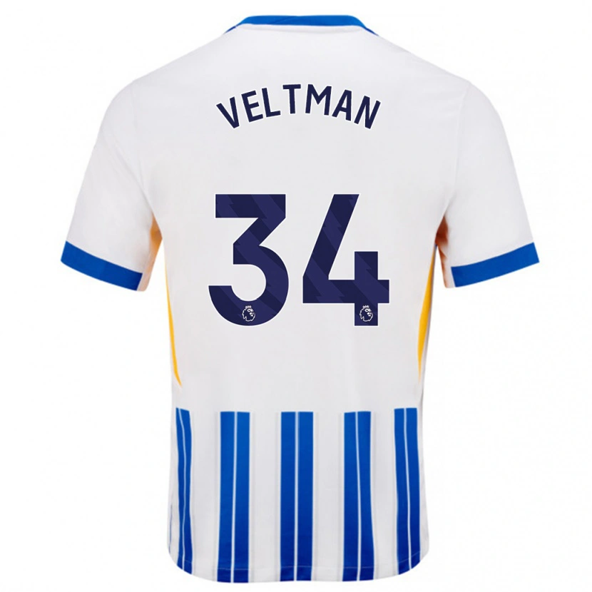 Danxen Kinder Joël Veltman #34 Weiß Blaue Nadelstreifen Heimtrikot Trikot 2024/25 T-Shirt Schweiz